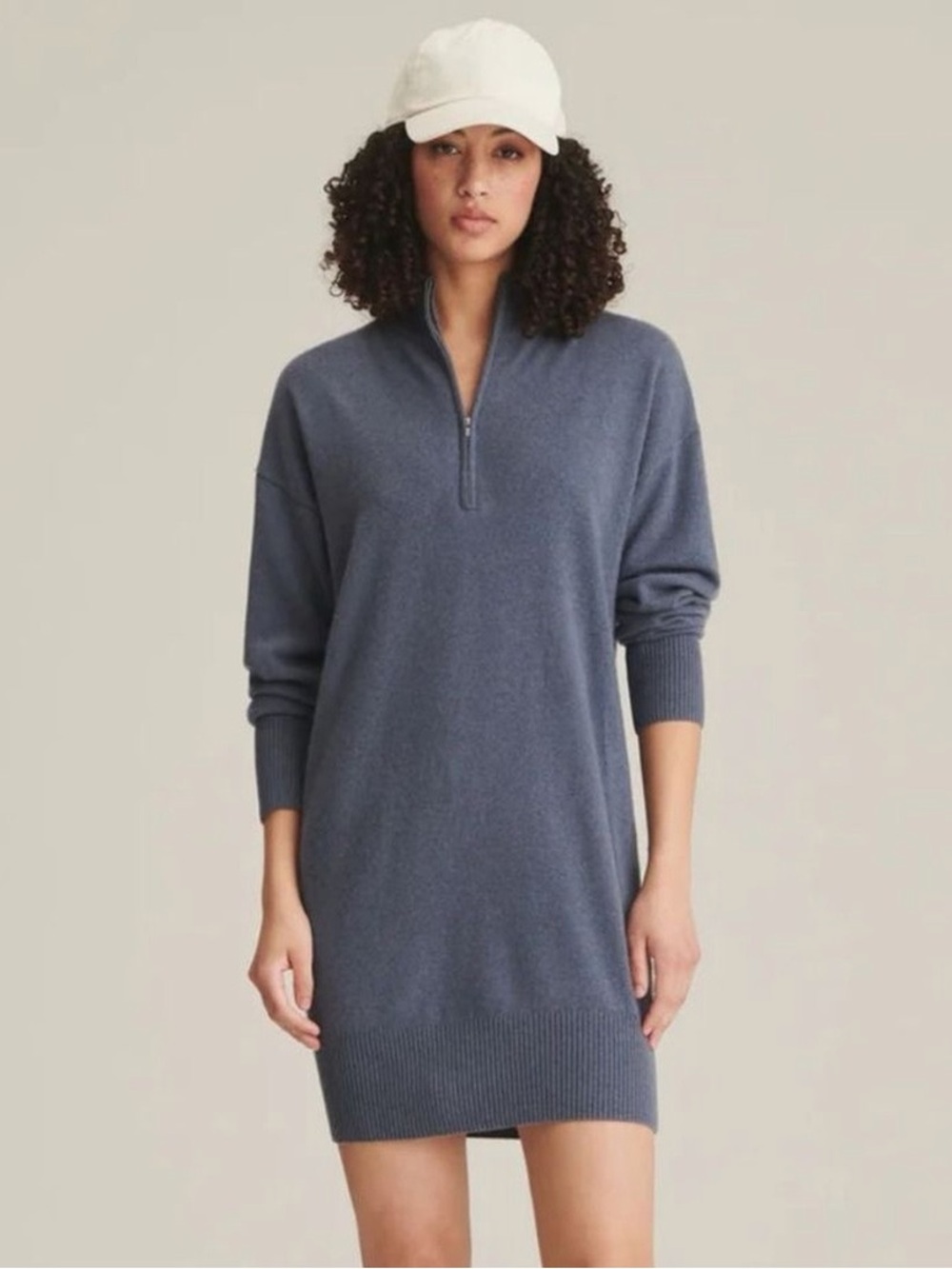 (NWT) NAADAM Quarter-Zip 100% Cashmere Oversized Long Sleeve Sweater Dress